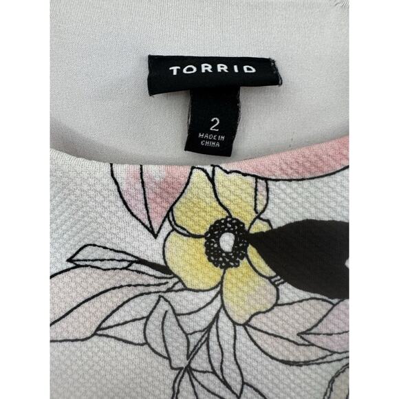 Torrid White Floral Textured Lined Knit High Neck Skater Dress Women's Size 2 - Picture 7 of 9